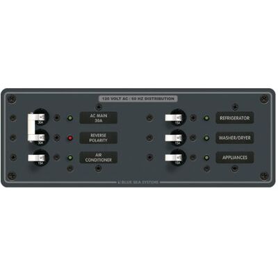 Blue Sea Systems Blue Sea 8099 Breaker Panel, 120 V AC, 6 POS Blue Sea Systems Blue Sea 8099 Breaker Panel, 120 V AC, 6 POS