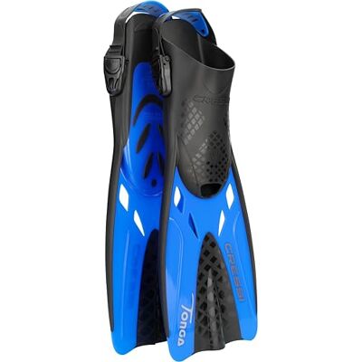 CRESSI Tonga verstelbare korte vinnen set met volgelaatsmasker, Wide Vision Baron ideaal voor snorkelen, zwemmen, volwassenen CRESSI Tonga verstelbare korte vinnen set met volgelaatsmasker, Wide Vision Baron ideaal voor snorkelen, zwemmen, volwassenen