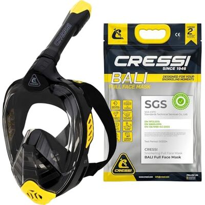 CRESSI Bali Full Face Mask Unisex Volgelaatsmasker Breed Helder Zicht, Anticondens Systeem,100% Siliconen, Droge Snorkel voor Gemakkelijke Ademhaling CRESSI Bali Full Face Mask Unisex Volgelaatsmasker Breed Helder Zicht, Anticondens Systeem,100% Siliconen, Droge Snorkel voor Gemakkelijke Ademhaling