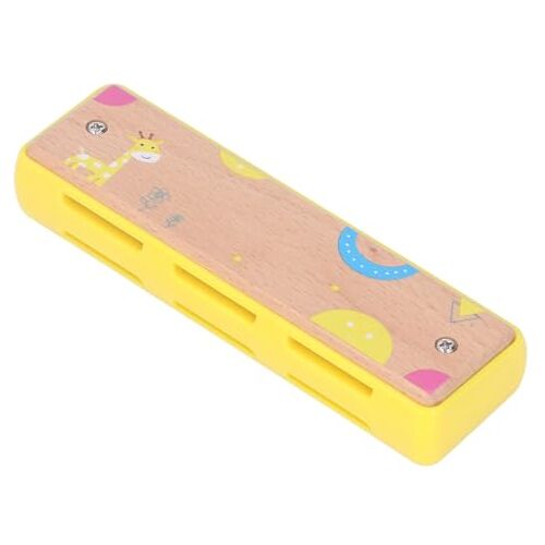 BROLEO Mondharmonica-instrument voor Kinderen, Mondharmonica voor Kinderen Houten Muziekonderwijs Vroeg Leren 16 Gaten voor Kinderen Thuis (YELLOW)