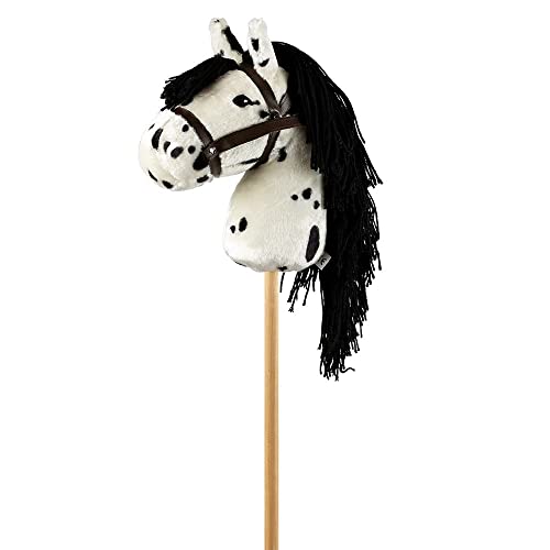 ByAstrup Stokpaard Wit met zwart Gestippeld in rugzak
