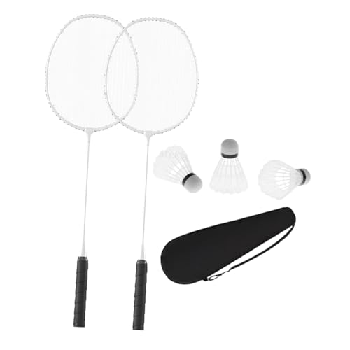 LOVIVER Badmintonrackets Set Badminton Shuttle met rackettas Badmintonrackets voor gazon Beginners Kinderen Familie Buiten, wit