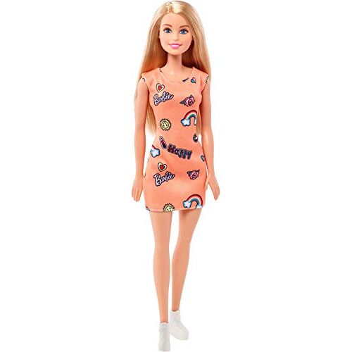 Barbie Mattel  FJF14 Chic pop in oranje jurk met prints