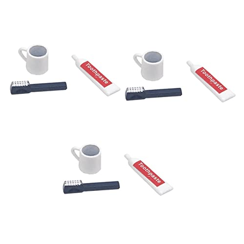 ibasenice 3 Sets tandpasta tandenborstel miniatuur toiletartikelen kindercadeaus kind presenteert mini-badkamerbenodigdheden mini-huisbeker Accessoires badkamer benodigdheden