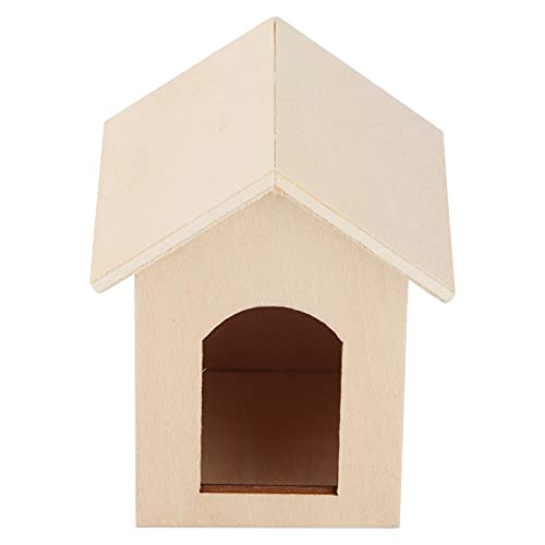 Shanrya Houten poppenhuiskennel, 2,4 x 2,2 x 2,1 inch poppenhuiskennel voor poppenhuisdecoratie voor poppenhuisliefhebber(Gewoon puppykennel)