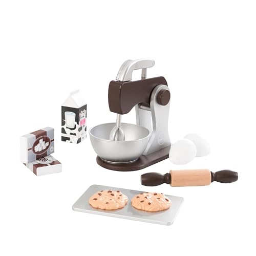 KidKraft 63370 Espresso houten bakspeelset, kook- en bakaccessoires voor kinderspeelkeuken