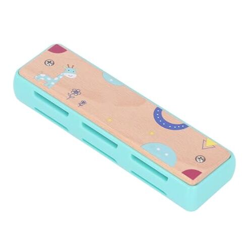 BROLEO Mondharmonica-instrument voor Kinderen, Mondharmonica voor Kinderen Houten Muziekonderwijs Vroeg Leren 16 Gaten voor Kinderen Thuis (BLUE)