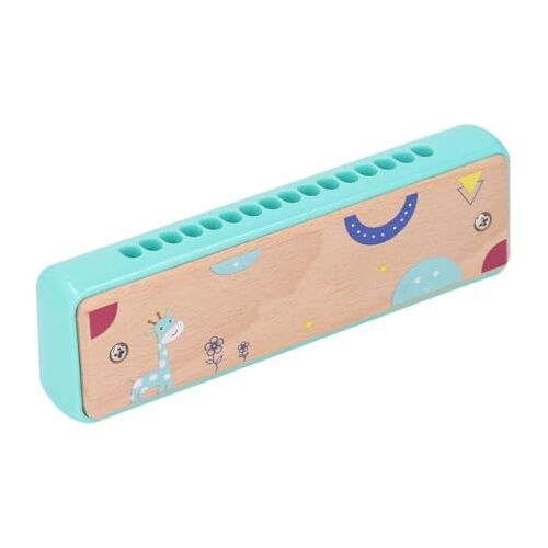 Fussbudget Kinderen 16-gaats Mondharmonica, Muziekonderwijs Beukenhout Houten Mondharmonica's Muziekinstrument voor Beginners (BLUE)