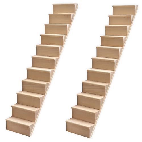 HEKARBAMILL Dollhouse trappen 2 stks armloze miniatuur simulatie houten poppenhuis trap voor zolder diy 1:12 schaal decoratieve poppenhuis trappen