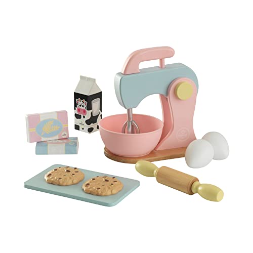 KidKraft 63371 pastelkleurige houten bakspeelset, kook- en bakaccessoires voor kinderspeelkeuken