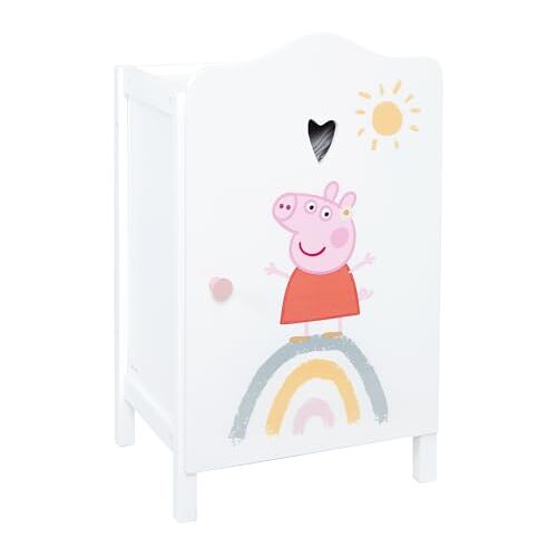 roba Peppa Pig Poppenkast Kast voor het Opbergen van Poppenkleding & Accessoires Poppenmeubels van Wit Gelakt Hout Motief van de Tekenfilmserie