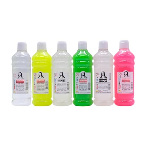 Bastelzone XXL slijm set. Knutsellijm & activator om zelf te maken. Slime lijm met magische slijm activator (XXL set met 3-neon kleuren (6x500ml))