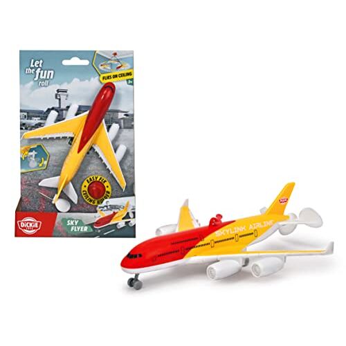 Dickie Toys Plafondvliegtuig (18 cm) Sky Flyer op batterijen werkende plafondvlieger met ophanging voor het plafond, speelgoed voor kinderen vanaf 3 jaar, meerkleurig