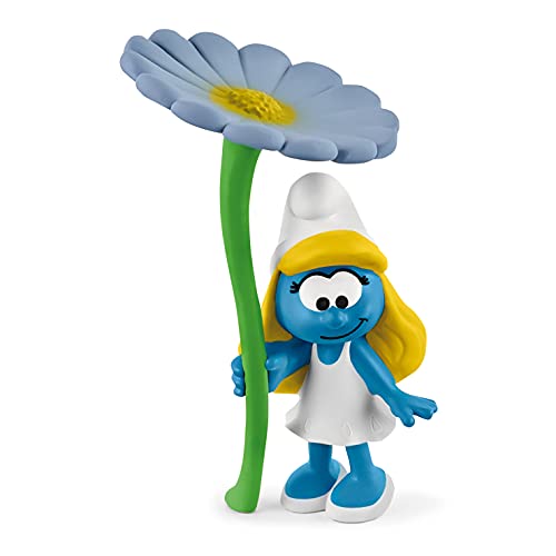 SCHLEICH 20828 Smurfs met bloem, voor kinderen vanaf 3 jaar, The Smurfs Pre School Smurfs figuurtjes