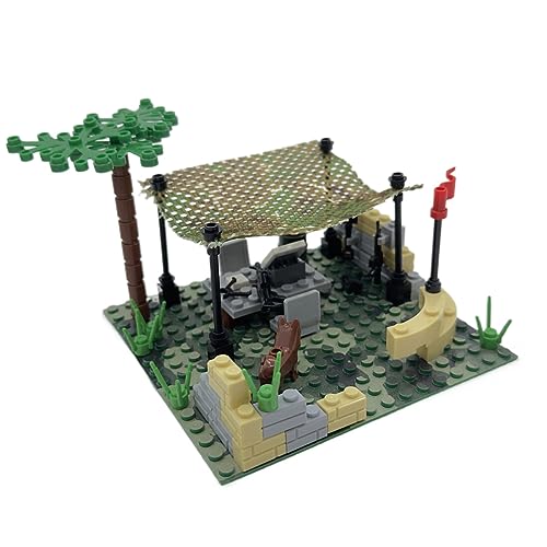 Lumivive WW2 Jungle Militaire Scène Bouwblokken Set, Bataljon Commando Architectuur Scene Leger Speelgoed, Slagveld Playset Militair Speelgoed Klemmerbouwstenen