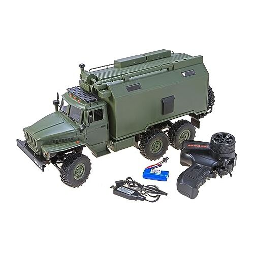 s-idee ® 18182 B36 militaire truck RC vrachtwagen Ural B36 militaire vrachtwagen vrachtwagen 6WD RTR 1:16 groen incl. accu + oplader NIEUW