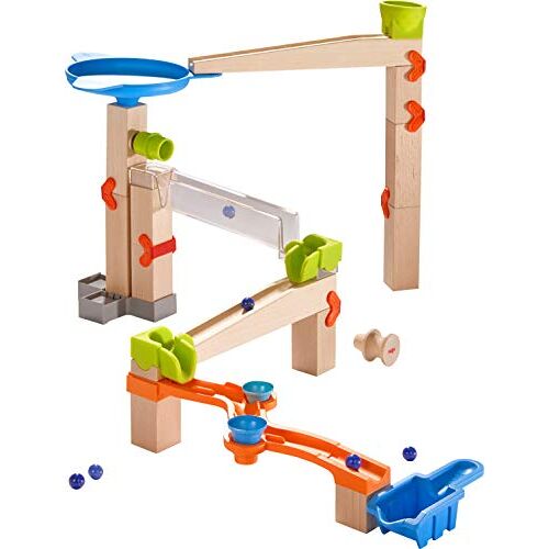 HABA 303964 kbaan basisverpakking Marble Twister   kbaan van hout met geluidseffectbaan, 2 belletjes en container voor het opvangen van de ks   speelgoed vanaf 4 jaar,