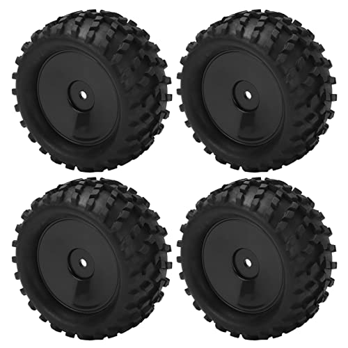 Nunafey Rubberen banden en velgen, RC rubberen banden Zwart 82MM Sterke demping Heavy Duty voor 1/14 RC off-road auto