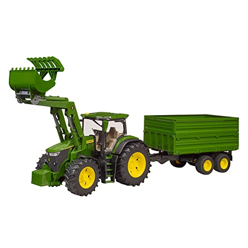 bruder 03155 John Deere 7R 350 met voorlader en tandemasaanhangwagen, trekker, aanhanger