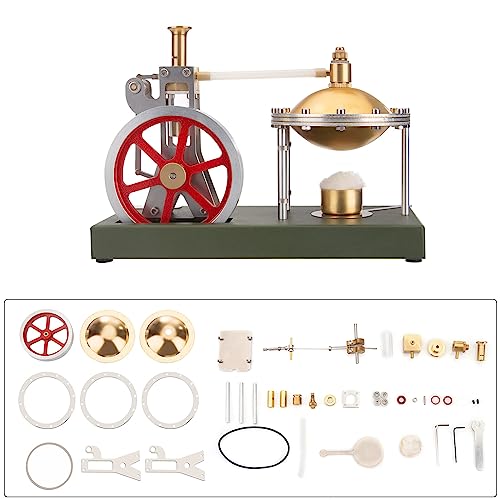 JOENI Enjomor Verticale stoommachine, doe-het-zelf assembly, retro stoommachine, bouwpakket met kogelvormige ketel, fysisch experimenteerspeelgoed voor volwassenen