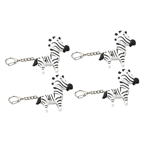 SUPVOX 4 Stuks Zebra sleutelhanger autosleutel hangende charme zaklamp sleutelhanger led-zaklampen sleutelhangers licht geluid sleutelhanger geleide sleutelhanger dier Tassen plastic