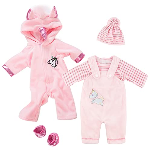 DoDuo Kleding kleding outfits voor baby poppen, outfits met hoed voor baby pop voor poppen 35-43 cm (roze)