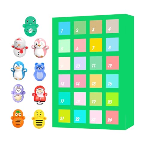 Vansza Kerstadventskalender voor kinderen, 24 dagen Kerstmis Roly-Poly Doll Countdown kalender, jongens adventskalender verrassing kerstcadeau voor kinderen, jongens, meisjes fans