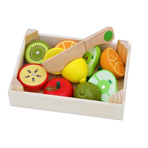 Toys of Wood Oxford TOWO Houten Eten Cutting Game -Houten Snijden Eten Speelgoed- Houten Play Food Fruit Toys en fruit speelgoed Snijden Houten speelgoed voor 3 jaar oud