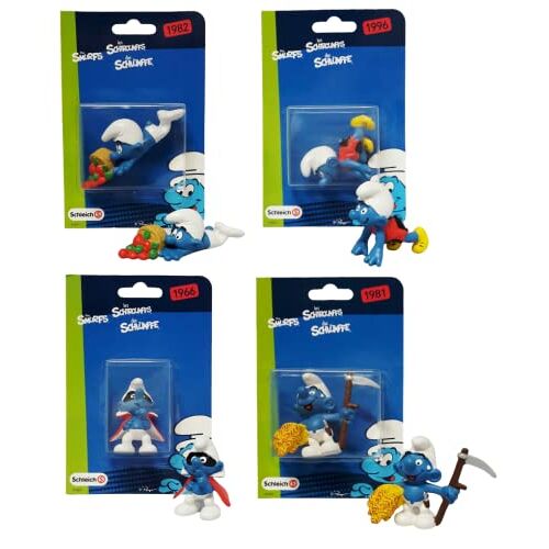 OPO 10 Set van 4 Smurf-figuren: Sprinter + samenzweerder + onhandig + boer / SCH2