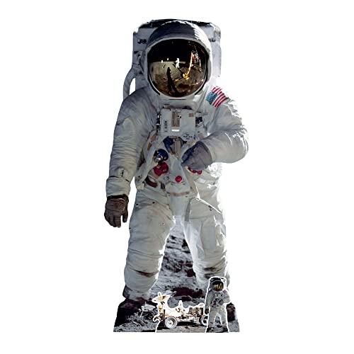 STAR CUTOUTS SC1695 Buzz Aldrin Astronaut Man Op Maan Shot Levensduur Kartonnen Uitsparing Met Gratis Mini Buggy Voor Verjaardag & Evenementen