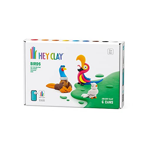 Hey Clay Birds 1 medium set vogels modelleerklei 1. Modelleerklei voor kinderen in 3-pack met 6 kleuren medium set 3 vogels en 6 kleuren met interactieve app, niet giftig