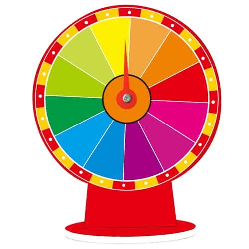 ptumcial Spinnewiel 12 inch DIY Portable Tabletop Prize Wheel met stabiel stand kleurrijk gelukkig roulettewiel voor carnaval voor recreatie