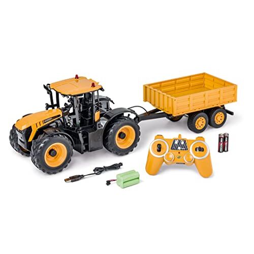 Carson 500907654 1:16 RC Trekker JCB met Aanhangwagen 2.4G 100% RTR Afstandsbediening Voertuig, Trekker met Functies Licht en Geluid, Afstandsbediening Trekker