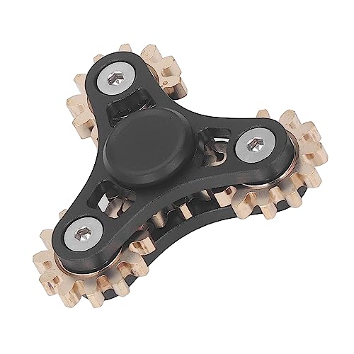 PenRux Fidget Spinner, Puur Messing Vinger Spinner, Hand Gears Spinner Draait Lange Tijd, Linkage Fidget Speelgoed, Autisme Zintuiglijke ADHD Stress Relief Angst Speelgoed (BLACK)