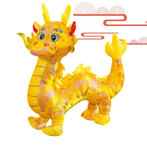 LOTFI Chinese New Year Dragon Plush, Chinese New Year Decorations 2024, Chinese New Year Dragon Plush Doll, Chinese New Year Dragon Plush Mascot Dragon Doll (17.7in,Yellow)