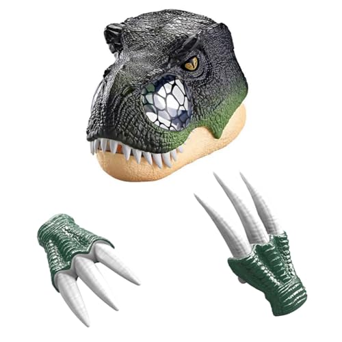 Samorukfor Dinosaurusmasker Afneembare Kaak met 2 Klauwen, Rollenspel met LED-Verlichte Ogen en Brullende Geluiden, Cosplay Kostuummasker