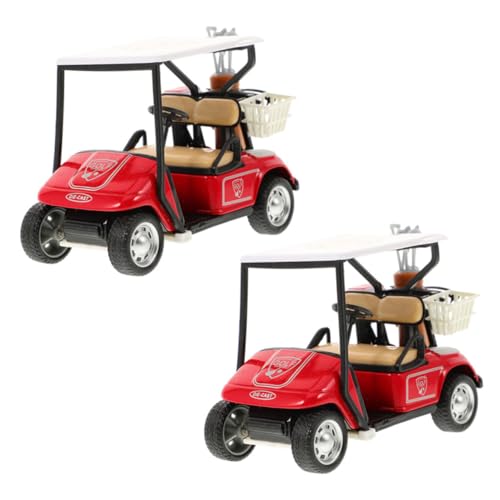 Milisten 2 Stuks Model Golfkar Golfkarmodel Maken Poppenhuis Golfkar Eenvoudig Golfkardecor Ornament Met Lichtmetalen Golfkarmodellen Legering Rood Auto Standbeeld Kind