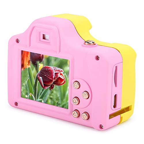 Cuifati Kindercamera Kindercamcorder, Digitale Camcorder Videocamcorder HD-SLR voor Kinderen, Draagbaar Speelgoed Verjaardagscadeau voor Kinderen (roze geel)