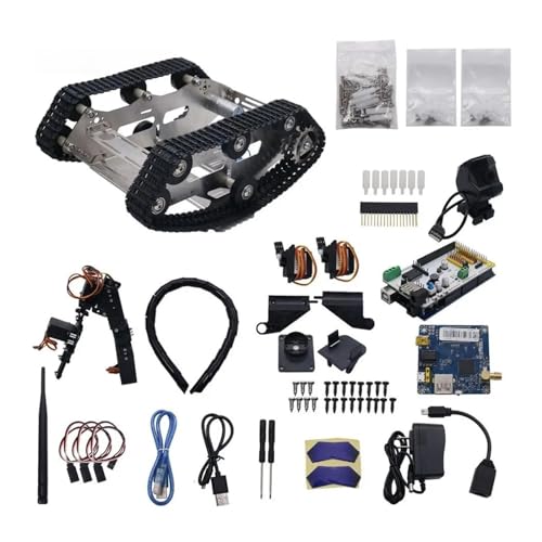 CIRONI Smart Robot Auto Kit Robot Tank Kit, Niet gemonteerd, Smart Robotic Car Driver Board-Camera-Kit + A1-robotarm, standaardversie, Zwart Smart Robot Tank Kit