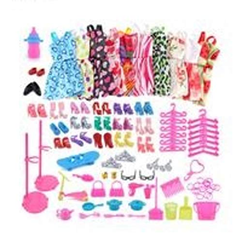 TLM Toys Set van 83 poppenkleding, modieuze rokken, voor barbiepoppen, 10 rokken + 18 paar schoenen