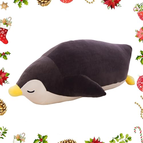 Yulokdwi Slapende pinguïn pluche, knuffelig geanimeerd pinguïnspeelgoed, Schattige zachte knuffels cadeau, Schattige knuffels pinguïncadeaus, pinguïnpluche sierkussen, schattige pinguïnpluchepop voor