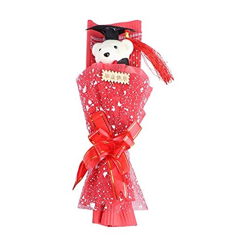 APANSHJY 1Pc Boeket Gevulde Pop Afstudeercadeau Afstuderen Bloem Afstudeerpop Afgestudeerde Gevulde Schuimbeer Pop Mini Dollsie Afgestudeerden Accessoires Roze Beer Vulling Plastic (Color : Red)