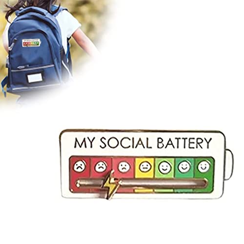 BEAUUP Grappige broche voor sociale stemming, stemmingsbatterijbroche, social battery pin, interactieve stemmingsnaalden, sociale batterijpins, pinnen, My Social Battery Pin-White