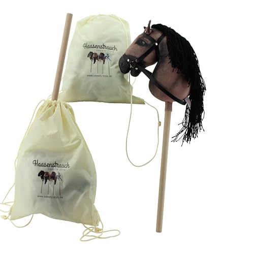 Haasenstrauch Sweety Toys Hobby Horse stokpaardje, donkerbruin, geschikt voor hobbyhorsing en transporttas, gymtas