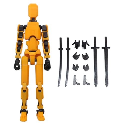 Azazaza T13 Actiefiguur Factiefiguur, Actiefiguur 3D Geprint Meervoudig Beweegbaar, Robot Action Figuur,13 Actiefiguur, Bureaubladdecoraties Voor Actiefiguren (Oranje kleur)