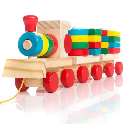 United Houten trein speelgoed houten trein; kinderspeelgoed sorteren kubus houten trein leren speelgoed