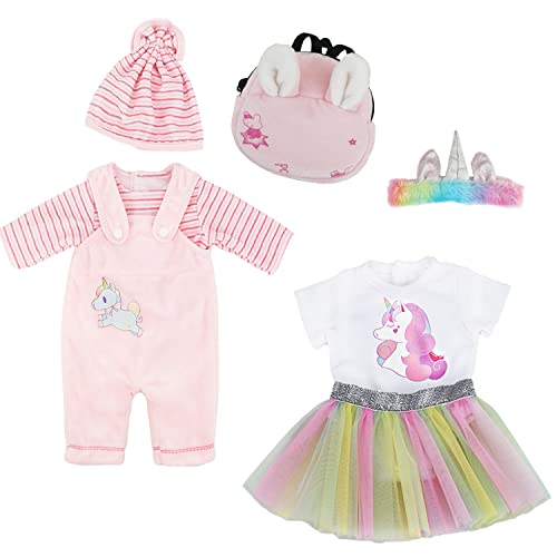 DoDuo Kleding kleding outfits voor babypoppen, outfits met hoed voor babypop voor poppen 35-43 cm (roze) (stijl A)