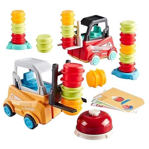 SBTRKT Ingenieur Heftruck Transportspel, Heftruck Frenzy Spel, Kinderbouwwagen Heftruckspeelgoed, Bouwautospeelgoed Stapelspeelgoed met bel, Vorkheftruck Kinderspeelgoed, stapelaar speelgoed transportspel