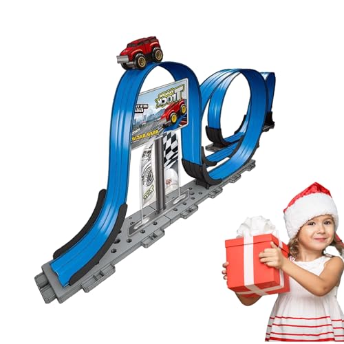 EACTEL Autorace magnetische baan, slotcar racebaansets, racebaanspeelgoed, flexibel racebaanspeelgoed met 2 auto's voor 4~6 jaar oude kinderen jongens meisjes verjaardagsfeestje