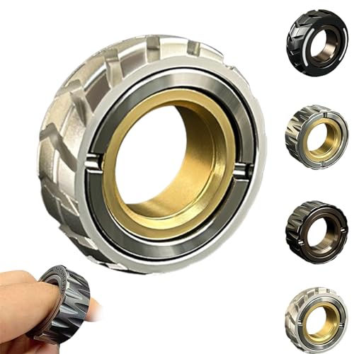 CASERE Dubbele functie roestvrij stalen motorfiets band fidget ring, fidget ringen angst speelgoed, Fidget Spinner Ring, Mannen Fidget Toys. (B)